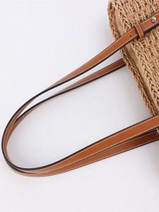 French High-end Western-style <b>Large</b>-capacity Handmade Zip Two Straw Woven <b>Bag</b> Solid Color All-match Hollow <b>Beach</b> Holiday Tanjing - Product Image 2
