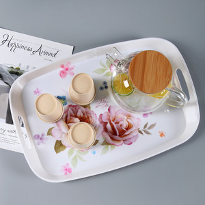 Plateau de service en mélamine de style européen, creux, à deux poignées, pour café, en porcelaine, pour la maison - Product Image 2