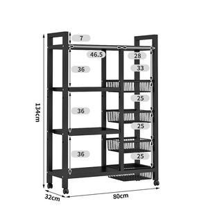 تخفيضات كبيرة موفر للمساحة 4 طبقات رف تخزين للمطبخ سلال معدنية متينة متعددة الوظائف منظم خضروات أواني طعام - Product Image 3