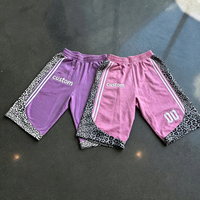Shorts pour hommes Yingling DTG personnalisés, imprimé léopard rétro, streetwear vintage, shorts amples en coton lourd, shorts de sport hip hop, shorts baggy
