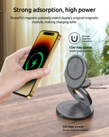 Chargeur sans fil pliable 3 en 1 en alliage de zinc magnétique, chargeurs de téléphone portables