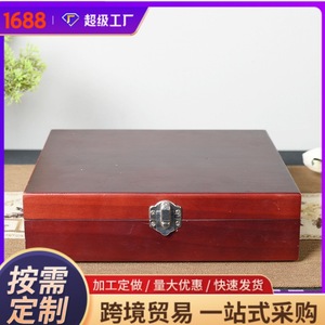 Flip Top Red <b>Pine</b> Wood Jewelry <b>Box</b> 28x15x10cm Solid Wood Storage Desktop Organizer - Product Image 5