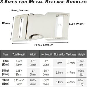 Bytiyar Buckle Pcs Inch Mm Quick Side Release <b>Clips</b> Metal Buckles For Straps Webbing Paracord Bracelet Dog <b>Collar</b> Backpack Belt - Product Image 5