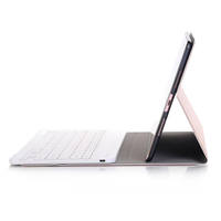 Keyboard Nirkabel dengan Casing Dudukan Kulit untuk iPad, Samsung, Huawei