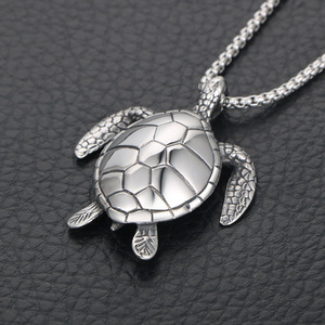 Collar con colgante de tortuga de acero inoxidable, amuleto del zodiaco animal, regalo para hombres y mujeres SP817 - Product Image 2