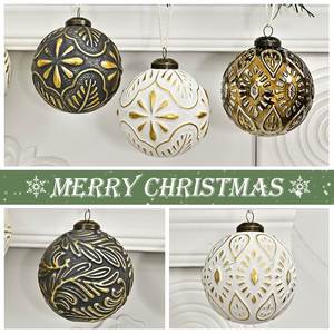 Ensemble de 12 boules de Noël vintage en or gaufré, luxueuses, incassables, réutilisables, décorations suspendues pour l'arbre, pour la maison, intérieur - Product Image 4