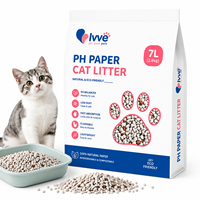 Litière pour chat en papier recyclé 7L avec indicateur de pH, sable pour chat léger et jetable, litière pour chat en papier anti-odeur et sans traces