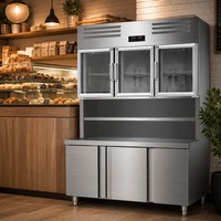 Réfrigérateur-congélateur OEM, congélateur inférieur, refroidisseur supérieur, température unique, acier inoxydable 304, armoire verticale 4 portes, usage commercial