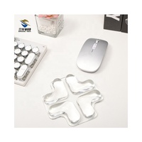 Tapis de souris transparent en gel silicone avec repose-poignet, résistant à l'eau, motif dessin animé sanskrit, 121x121mm, pour le gaming et le bureau à domicile