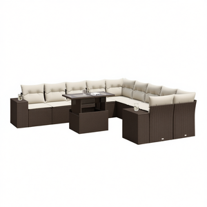 Ensemble de canapés de jardin modulaires en rotin PE brun avec rangement, meubles d'extérieur - Product Image 1