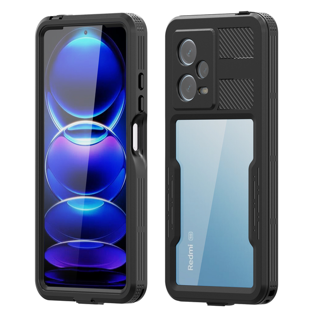 For Redmi Note12 5G Waterproof Mobile Phone Case, PC+TPU Soft Back Cover for Redmi 12/12 Pro