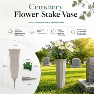 Cross-border Small Ground Stake Durable Plastic <strong>Flower</strong>-Inserting Cylinder Lifelike Memorial <strong>Flowers</strong> Pointed-Tip Vase <strong>Flowers</strong> - Product Image 5