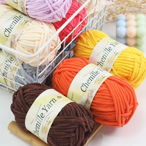 Sợi Crochet 50G Mỗi Cuộn 100% Polyester Nhung Bé 3Mm Mỏng Mini Chenille Chăn Sợi Tay Dệt Móc Mỏng Chenille Sợi - Product Image 1