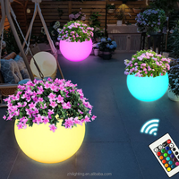 Pots de fleurs solaires géants avec éclairage LED pour l'aménagement paysager extérieur, macetas con energia solar, vaso luminoso a LED