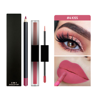 Ensemble cadeau personnalisé 3 en 1 avec logo, rouge à lèvres liquide mat vegan imperméable et fard à paupières métallique, crayon à lèvres, kit de voyage en format privé