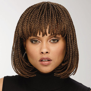 Perruque tressée courte ajustable de 12 pouces, style bob africain, avec frange longue tressée, dreadlocks au crochet, raie au milieu, résistante à la chaleur - Product Image 1