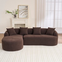 30D Hochdichtes Braunes Modulares Chenille-Sofa mit Gebogener Chaiselongue Kompressionsschwamm L-förmiges Ecksofa
