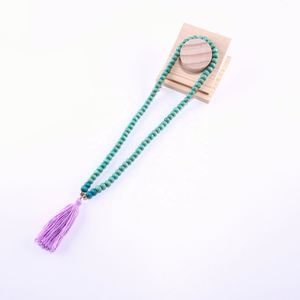 ทำด้วยมือลูกปัดไม้ลูกปัดสร้อยข้อมือยืดพู่และสร้อยคอชุดเครื่องประดับแฟชั่นผู้หญิงสาวเครื่องประดับ - Product Image 4