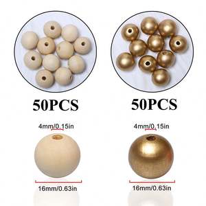 ลูกปัดสเปเซอร์หลวมทำจากไม้สีทอง16มม. 100ชิ้นมีรู4มม. สำหรับเครื่องประดับ/มาลัยทำของตกแต่งบ้าน - Product Image 2