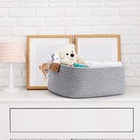 Panier tressé personnalisé à succès avec poignées en PU pour jouets et articles divers – Paniers de rangement en corde de coton pour jouets