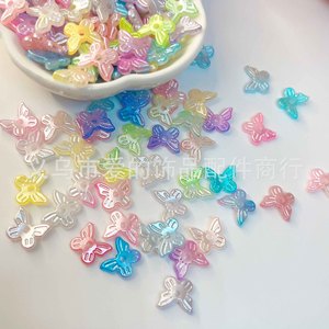Pink Acrylic Butterfly <b>Beads</b> With Center Hole For DIY Jewelry Making Wholesale By Weight - Product Image 2