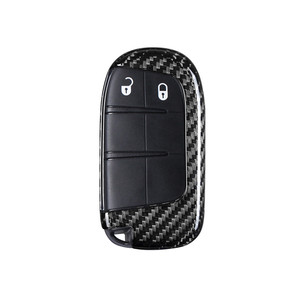 Funda de fibra de carbono para llave de coche, accesorios de <span class=keywords><strong>Interior</strong></span> para Jeep, <span class=keywords><strong>Dodge</strong></span> - Product Image 1