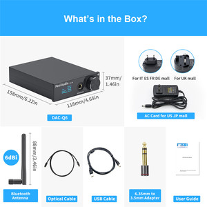 Fosi Audio Q6 USB DAC DSD256 PCM 32Bit/384kHz <span class=keywords><strong>XMOS</strong></span> <span class=keywords><strong>XU208</strong></span>, เครื่องขยายเสียงหูฟัง สีฟ้า 5.0 AptX HD CSR8675 ESS9018K2M Audio CB - Product Image 6