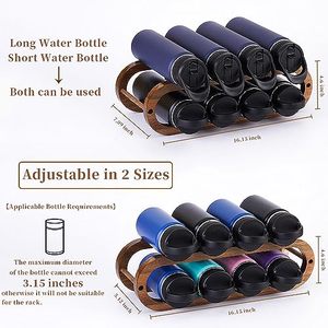 Range-bouteilles et organiseur de bouteilles d'eau 2 en 1 pour armoire et comptoir - Réglable en 2 tailles (Bois d'acacia 2 niveaux) - Product Image 3
