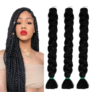 Wholesale 82inch jumbo braids synthetic hair low temperature fiber crochet braiding hair for Afro woman