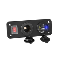 Chargeur de voiture 12V 24V, panneau double 18W QC3.0 USB, chargeur rapide, prise allume-cigare, prise de courant avec interrupteur marche/arrêt