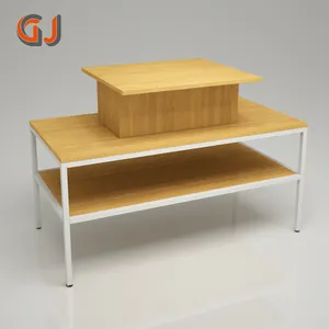 Custom Furniture Retail Store 3-stufiges Tisch regal Display Unit Stand Holz Display Rack