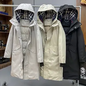 Chaqueta de plumón en blanco de invierno con cuello levantado personalizado para hombre, chaqueta cálida acolchada de manga larga de invierno para hombre