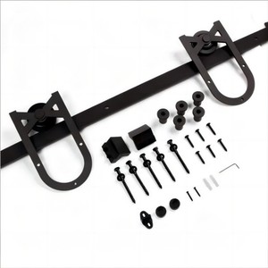 RHETECH Quincaillerie de porte coulissante en U de style américain moderne, roulettes noires, vis, pour extérieur, chambre, cuisine, en acier durable - Product Image 3