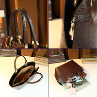 Nouvelle pochette vintage en cuir de crocodile grande capacité pour femme, sac à main tendance automne-hiver