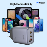 Pengisi Daya Ponsel Miccell Portable Usb c Pd 65w Tipe c Pengisian Cepat Pengisi Daya Ponsel Android Grosir GAN 65W Pengisi Daya Ponsel