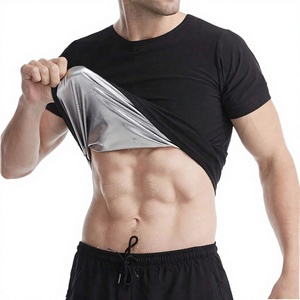 Gilet de sudation pour hommes à manches courtes en fibre de polyester, col chauffant, chemise thermo-accumulante, gaine amincissante pour le corps et la taille - Product Image 2