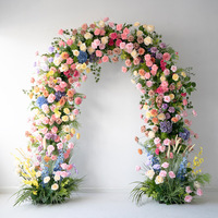 Arche florale pour événements de mariage avec support, chemin de table en roses de soie, toile de fond pour arche de mariage, décorations murales romantiques pour chambre à coucher