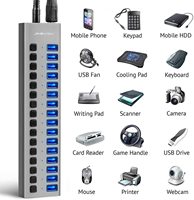 ACASIS USB Hub Dengan 7/10/16 Port USB 3.1 Untuk Transfer Data, Setiap Port Dilengkapi Saklar
