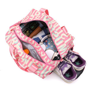 Haute qualité <span class=keywords><strong>rose</strong></span> Gym voyage Sport imperméable week-end polochon sec humide sac fourre-tout avec compartiment à chaussures Oxford sac de voyage pour les femmes - Product Image 3