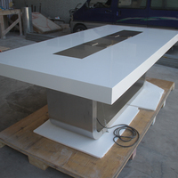 Table de conférence personnalisée de 8 pieds, petite, moderne, en Corian blanc, pour petit bureau