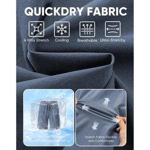 JMIERR Short de sport pour homme, extensible dans les 4 sens, avec poches à fermeture éclair et cordon de serrage de 7 pouces, taille XXS, teint uni, logo technique foncé, taille élastique - Product Image 5