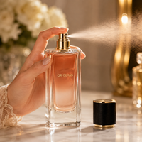 Flacon de parfum carré en verre de luxe personnalisé 30ml 50ml 100ml avec bouchon en bois, flacons de parfum vides à vaporisateur vert dégradé avec boîte