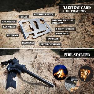 Kit de Supervivencia Transfronterizo, Cuchilla de 14 Pulgadas, Juego de Herramientas Compacto para Emergencias y Campismo al Aire Libre, Negro y Rojo - Product Image 2