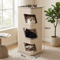 Lit pour chat de luxe en bois massif, minimaliste et moderne, lavable, chaud pour l'hiver, idéal pour chambre à coucher ou salon