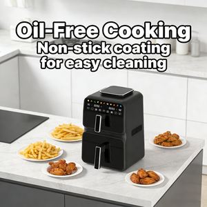 NOUVEAU Friteuse à air électrique classique en plastique à double panier, contrôle numérique, 3000W, 4.5L+6.5L, cuisson rapide, pour usage domestique et hôtelier - Product Image 4
