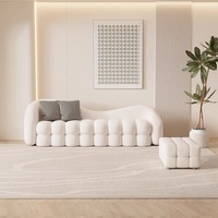 Ensemble de canapés nordiques incurvés Bubble, canapé nuage moderne en tissu bouclé avec fauteuil et ottoman, meubles de salon ondulés pour usage hôtelier
