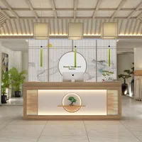 Nouveau bureau de réception mobile en bois massif de style chinois pour salon de beauté et service de bureau