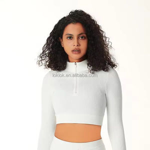 Popular Custom logo Breathable Knitted <b>Long</b> <b>Sleeves</b> Yoga Set Fitness Women Sports Yoga Set Seamless Quick Dry Yoga <b>Tops</b> Jacket - Product Image 6