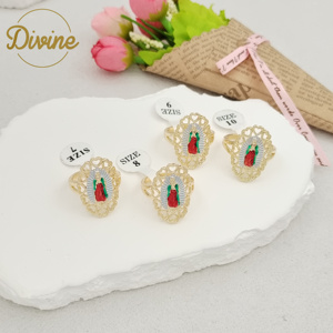 Joyería divina Nuevo estilo precio al por mayor 14K oro laminado Virgen María anillo material de latón Joyas <span class=keywords><strong>cristianas</strong></span> para mujeres - Product Image 4