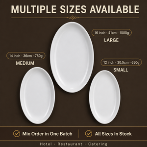 Hot Sale Bone China Oval Serving <strong>Platter</strong> 12" 14" 16" <strong>White</strong> Ceramic for Hotel Restaurant Catering - Product Image 3